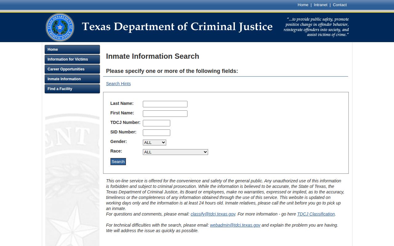 Garza County released inmate TDCJ offender search